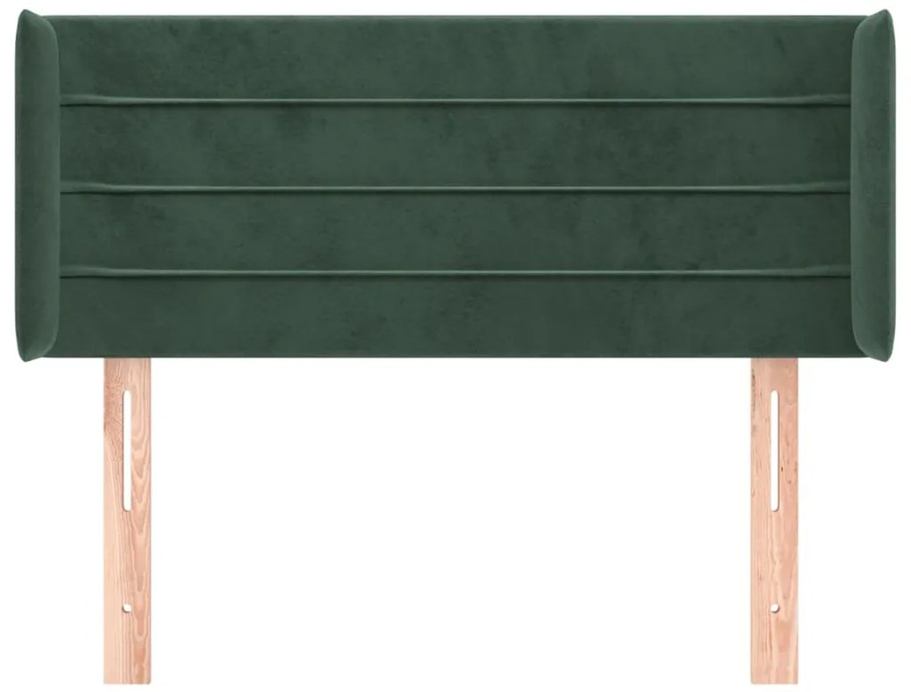 Cabeceira de cama c/ abas veludo 103x16x78/88cm verde-escuro