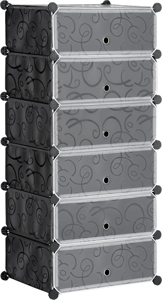 HOMCOM Móvel de arrumação para sapatos modular 6 cubos retangulares empilháveis - preto | Aosom Portugal