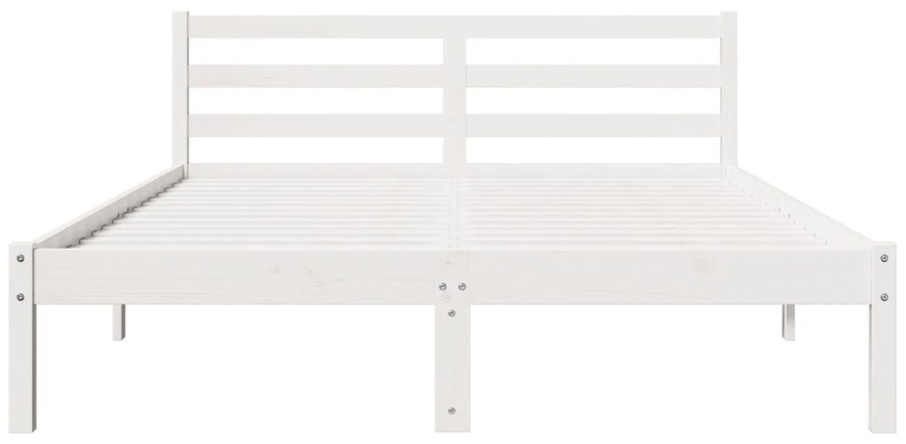 Cama com Cabeceira vidaXL Branca 140x220 cm Madeira Sólida Pinus