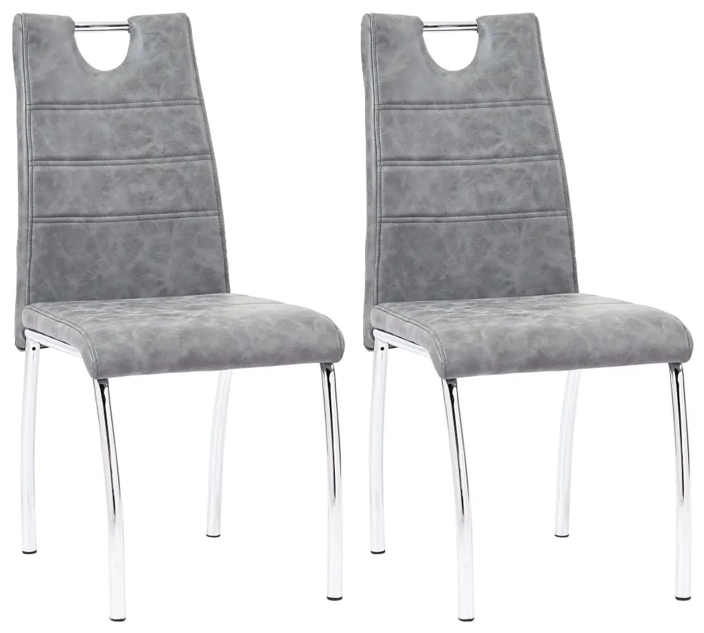 vidaXL Cadeiras de jantar 2 pcs couro artificial cinzento
