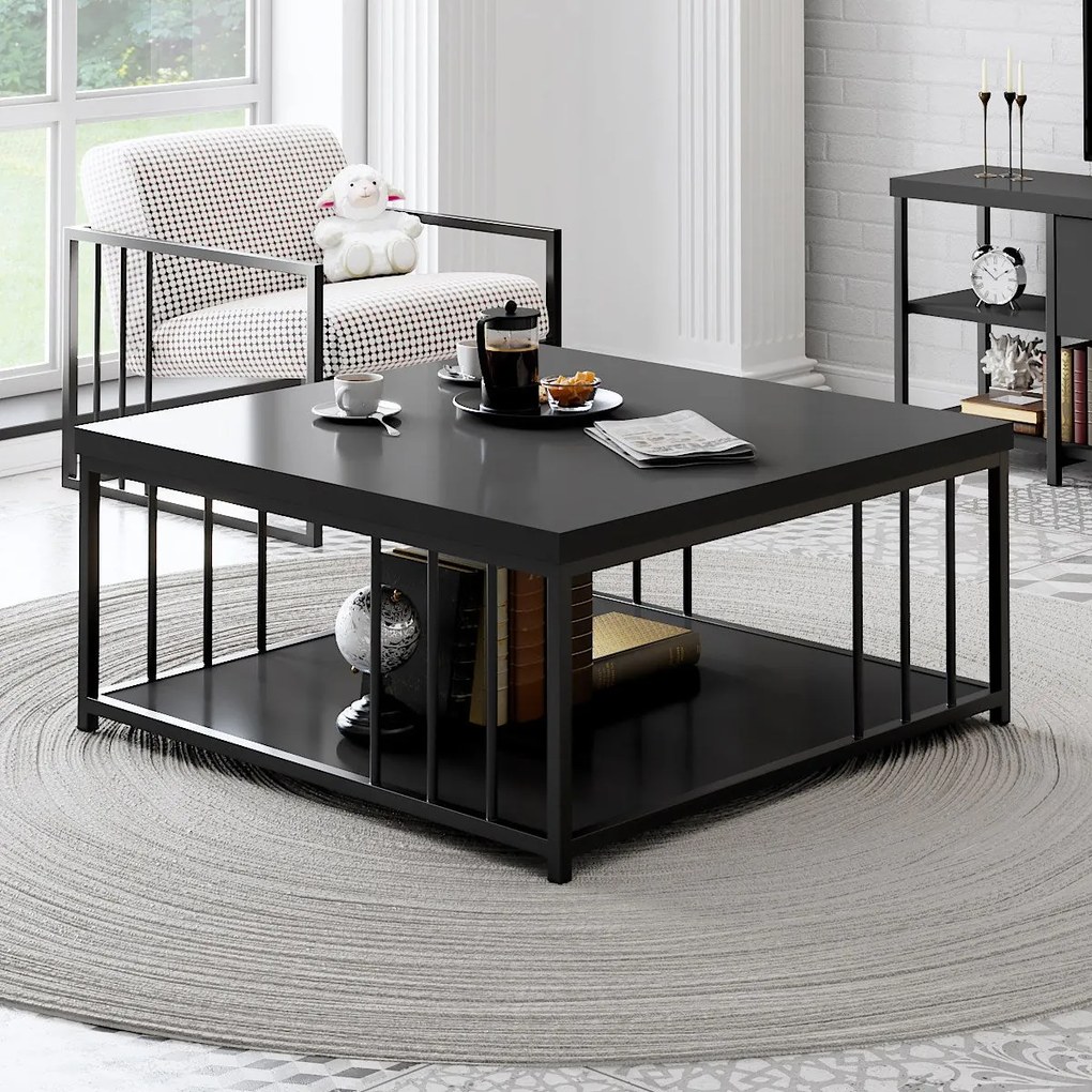 ****  
Mesa de Centro Zenn – Antracite e Preto – 90x90x40 cm

**