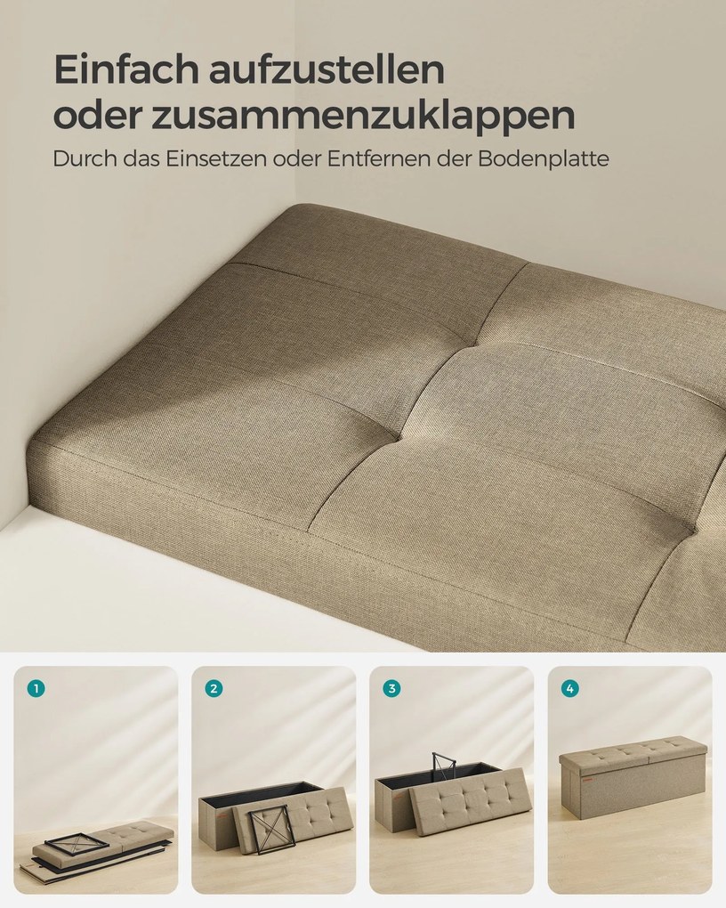 Banco com espaço de arrumação 38 x 110 x 38 cm castanho-camelo