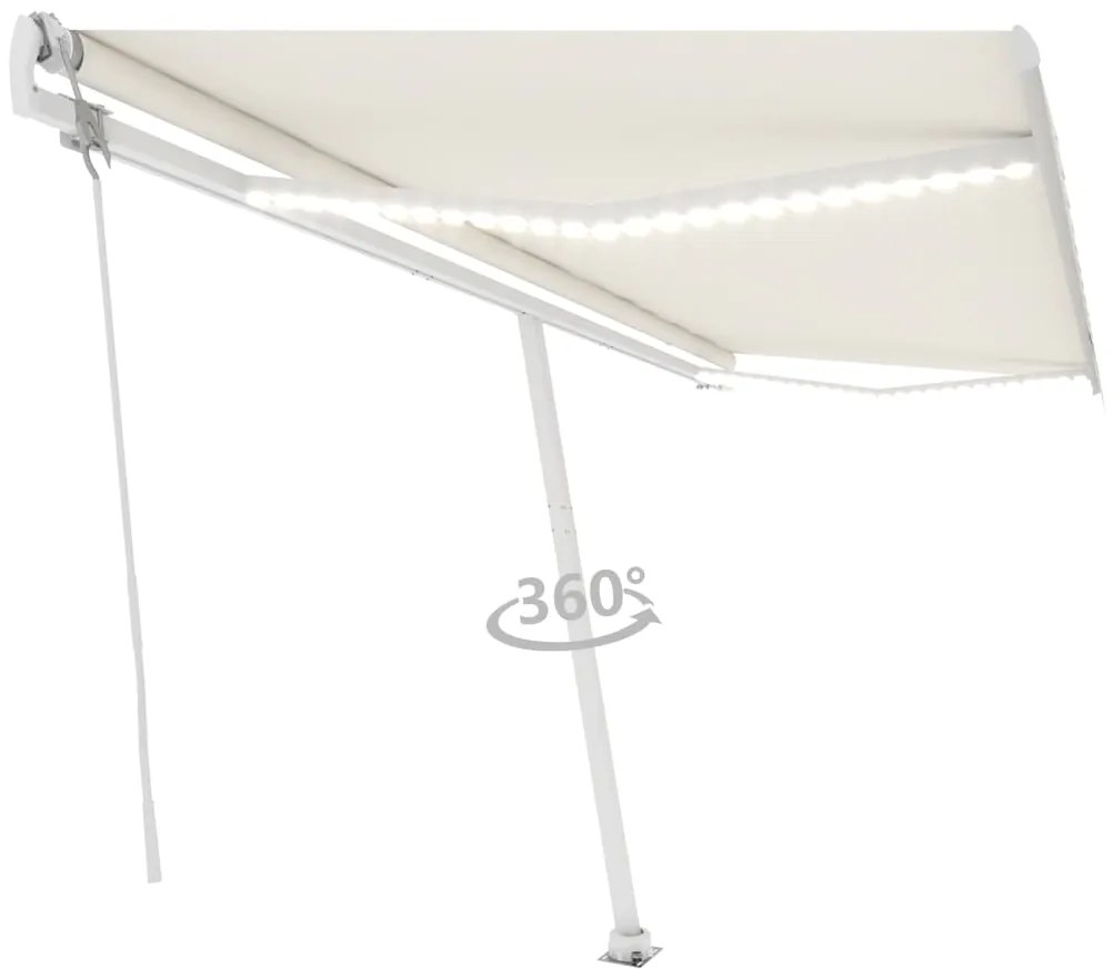 Toldo automático com LED e sensor de vento 500x300 cm cor creme