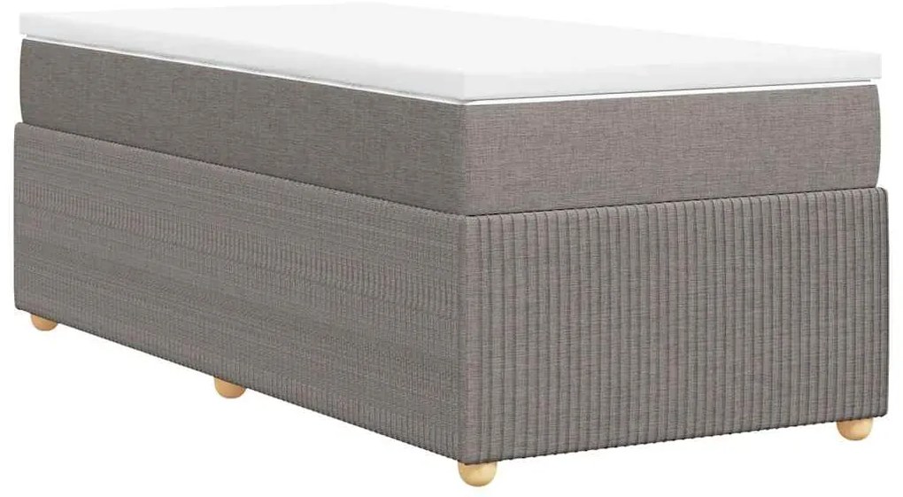 Cama com molas/colchão 100x200 cm tecido cinza-acastanhado