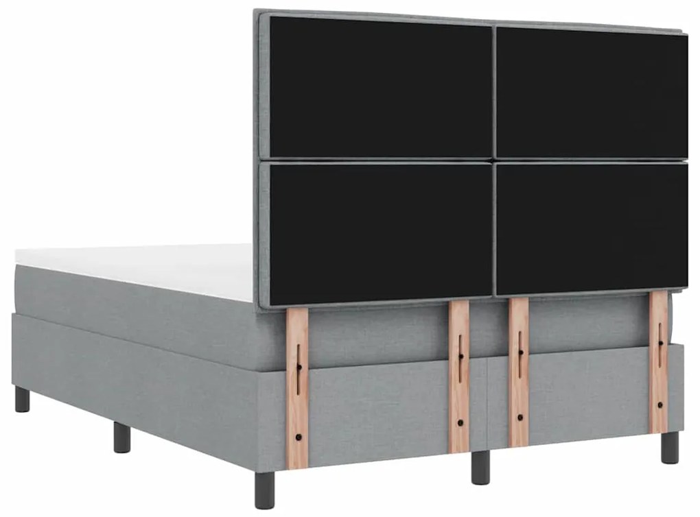 Cama com Estrado e Colchão Cinzento Claro 140 x 200 cm