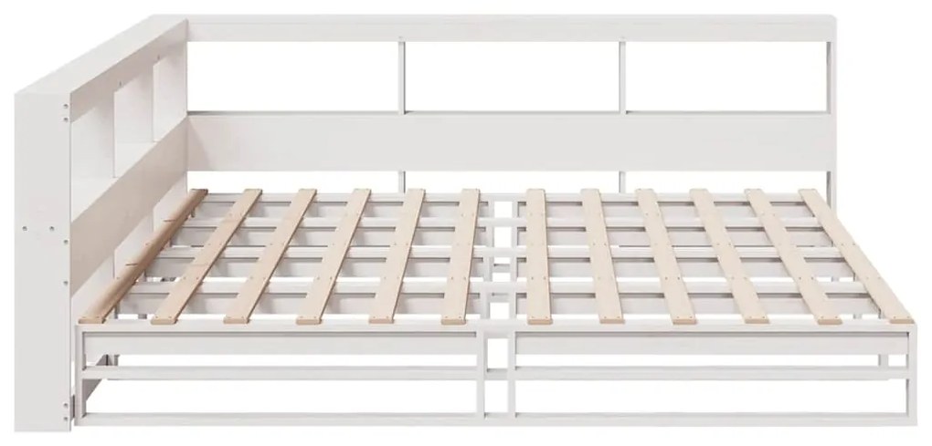 Cama com estante sem colchão 180x200 cm pinho maciço branco