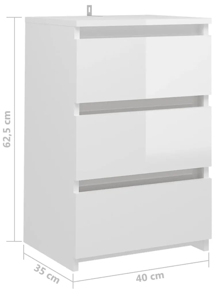 Mesa de cabeceira derivados de madeira branco brilhante