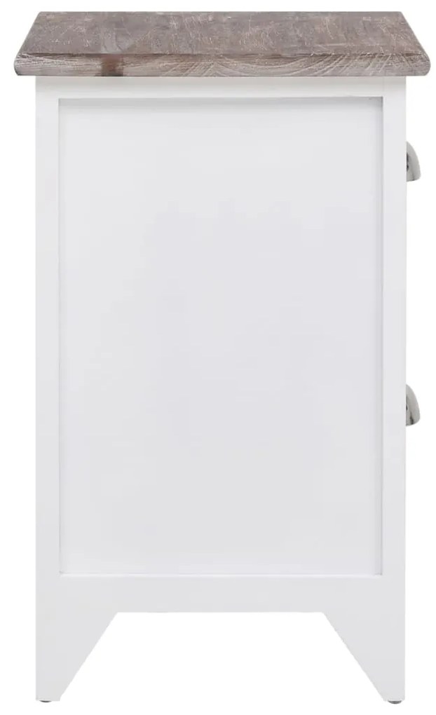 Mesa de cabeceira com 2 gavetas 2 pcs castanho e branco