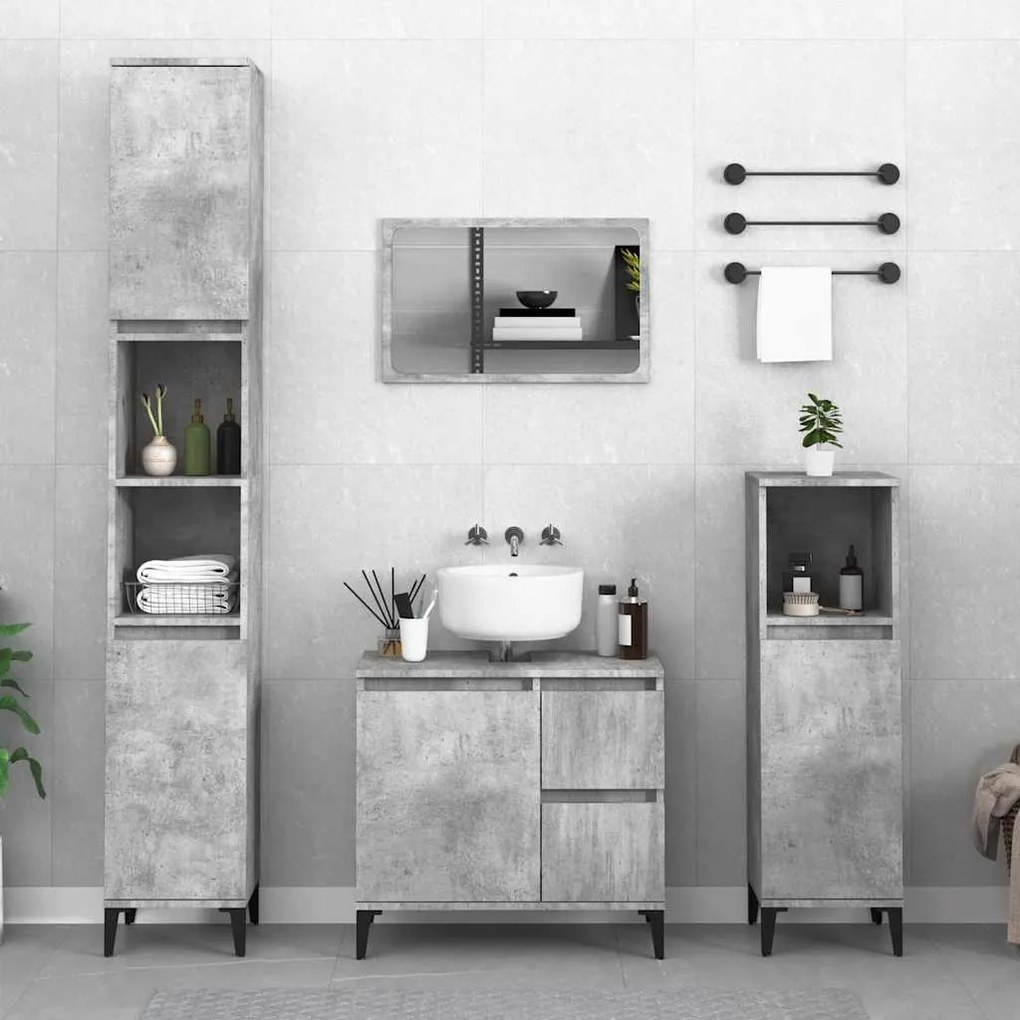 vidaXL Armário WC 65x33x60 cm derivados de madeira cinzento cimento