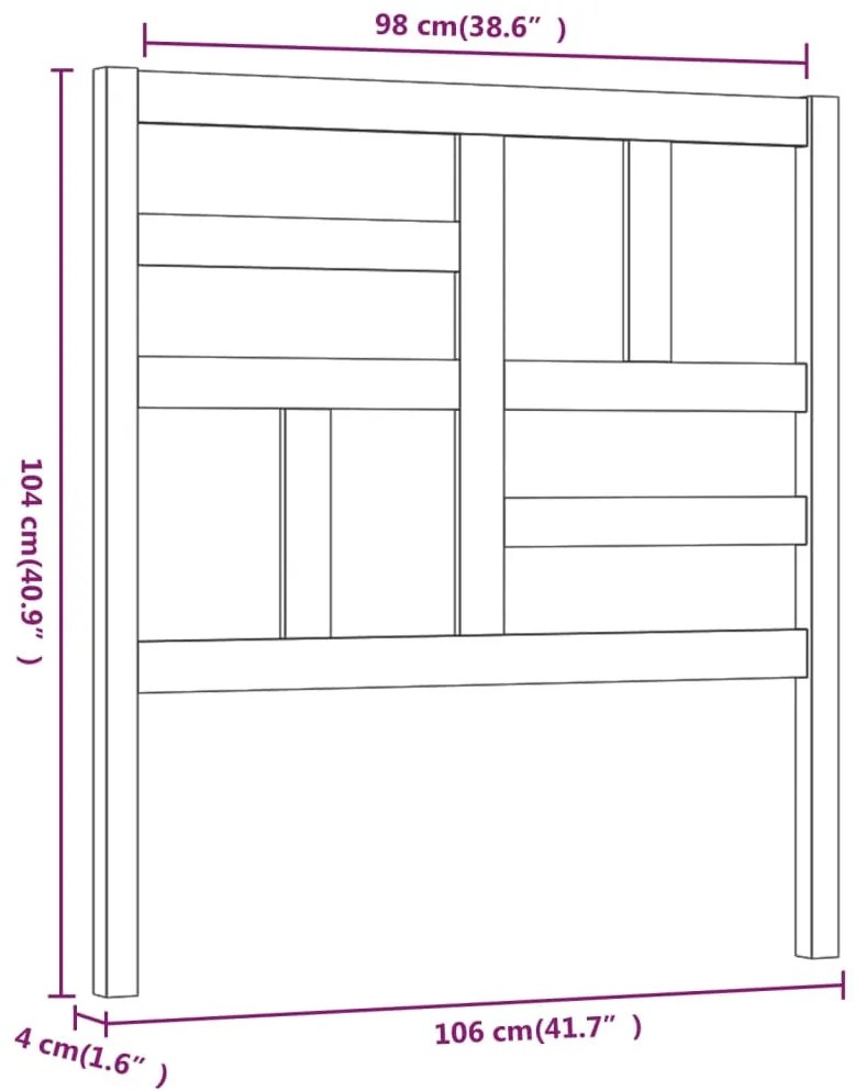 Cabeceira de cama 106x4x104 cm pinho maciço cinzento