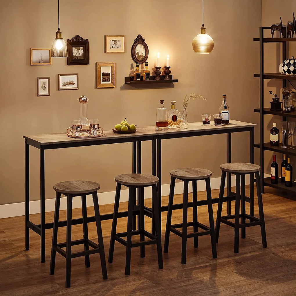Conjunto de 2 bancos de bar 32 x 65 cm (Ø x H) greige-preto