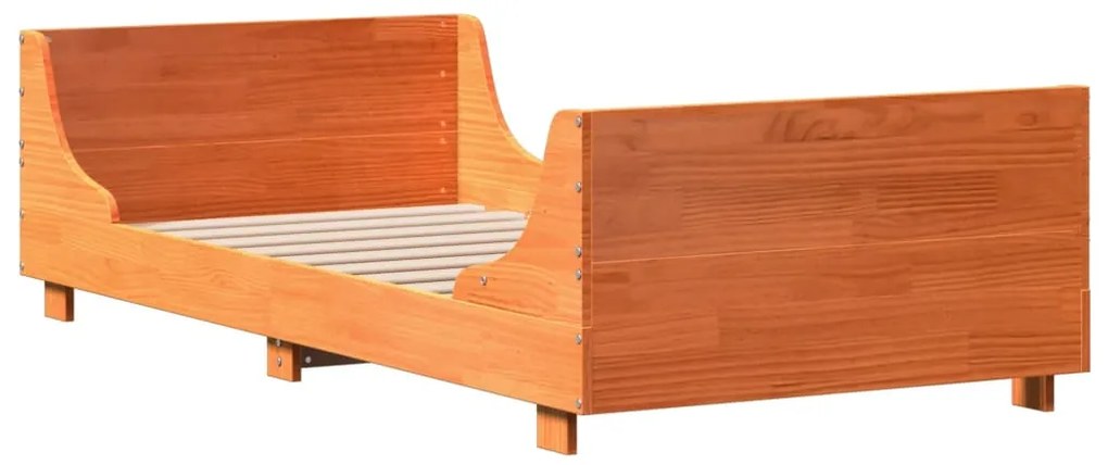 Cama sem colchão 90x200 cm pinho maciço castanho-mel