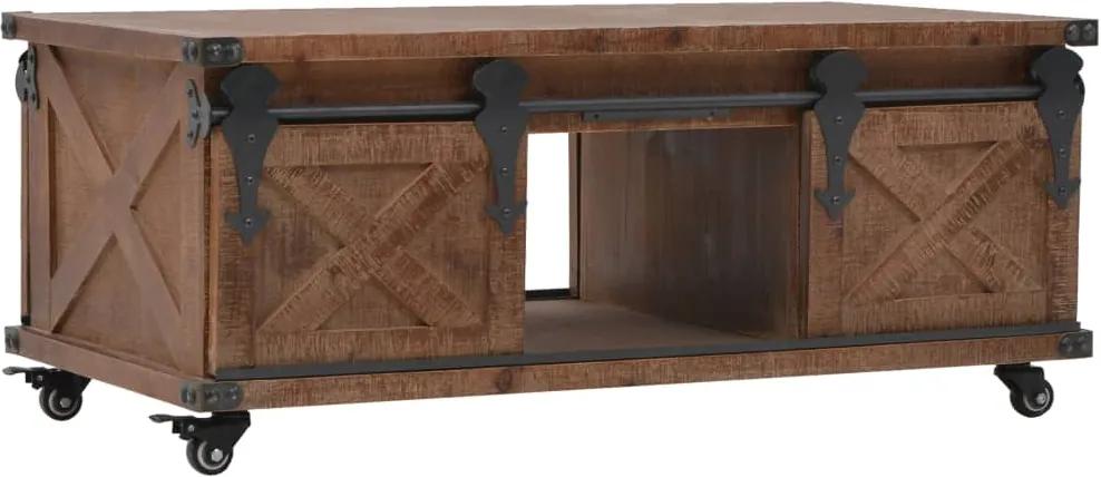 Mesa de centro em madeira de abeto maciça 91x51x38 cm castanho
