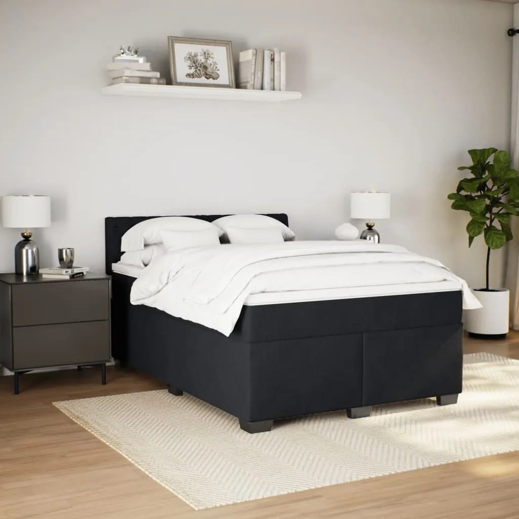 Cama com molas/colchão 160x200 cm veludo preto