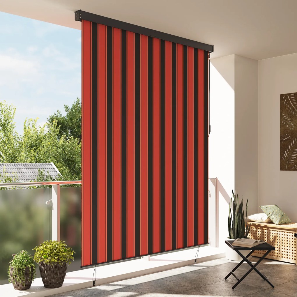 Cortina Rolô Exterior laranja e castanho 220 x 250 cm tecido