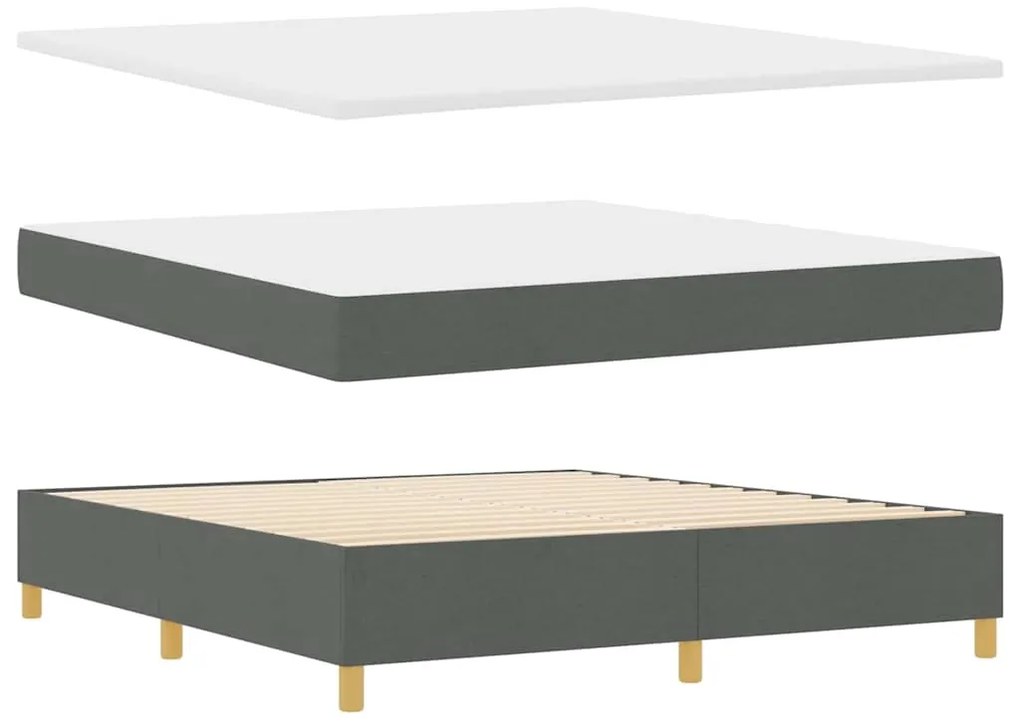 Cama com Molas com Colchão &amp; LED Cinza Escuro 180x200 cm Tecido