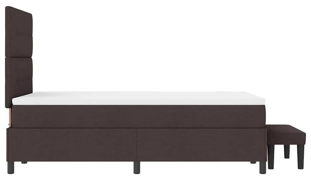 Cama Box Spring com Colchão e Banco Marrom Escuro 120x200 cm Tecido