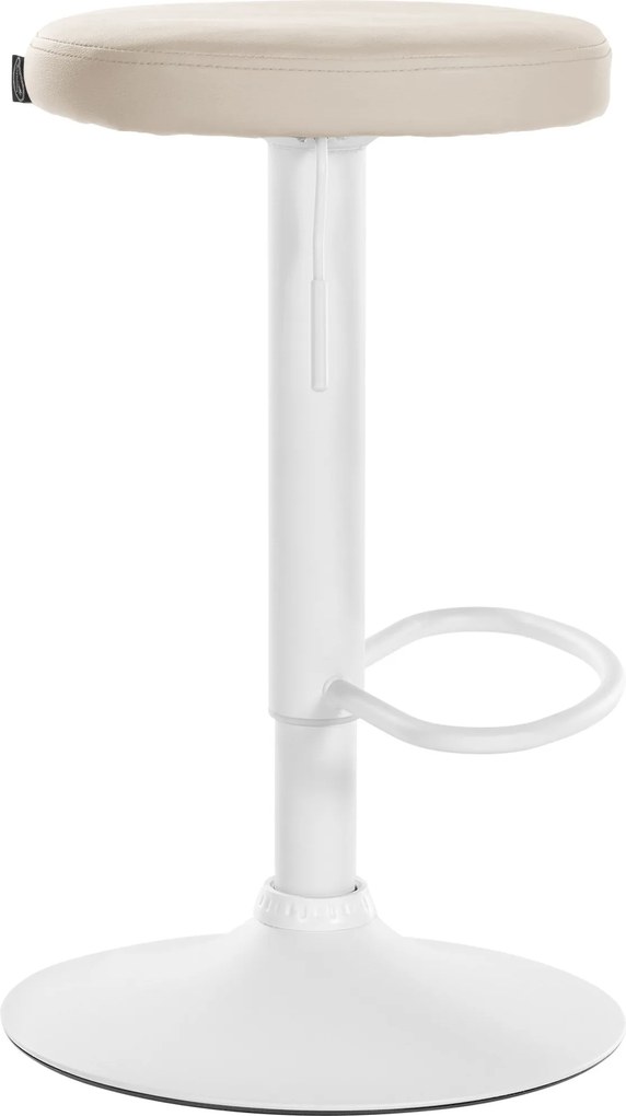 Conjunto de 2 bancos altos em couro sintético de estrutura branca 60-81 x 38,5 cm cor creme