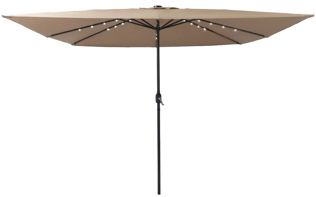 Parasol de Jardim Quadrado vidaXL com Luzes LED 295x245 cm Taupe