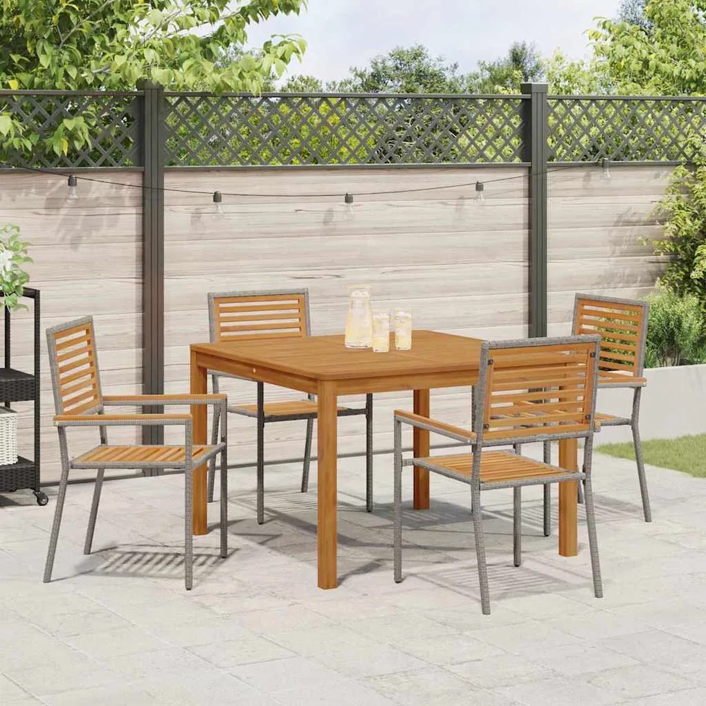 Conjunto de Jantar para Jardim 5 pcs Cinzeto 110 x 110 x 75 cm