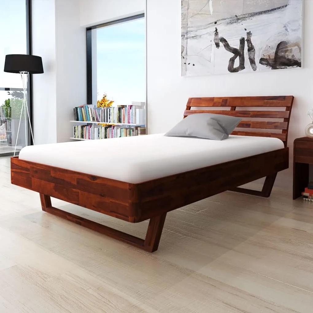 Estrutura de cama madeira de acácia maciça 140x200 cm