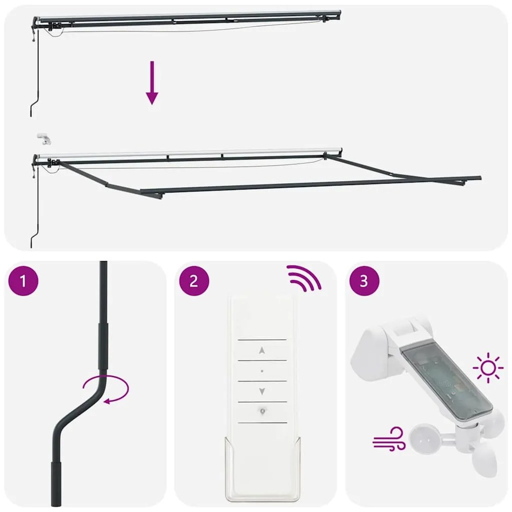 Toldo Retrátil Automático vidaXL com LED Vermelho 400x350 cm