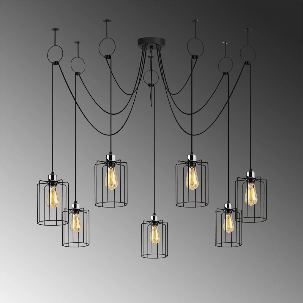Candeeiro de Teto Tel – Preto – Diâmetro 136 cm, Altura 131 cm