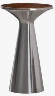 Mesa Auxiliar Redonda Ø30 Cm Em Aço Inoxidável Selmalis Madeira De Cabo Escuro - Sklum
