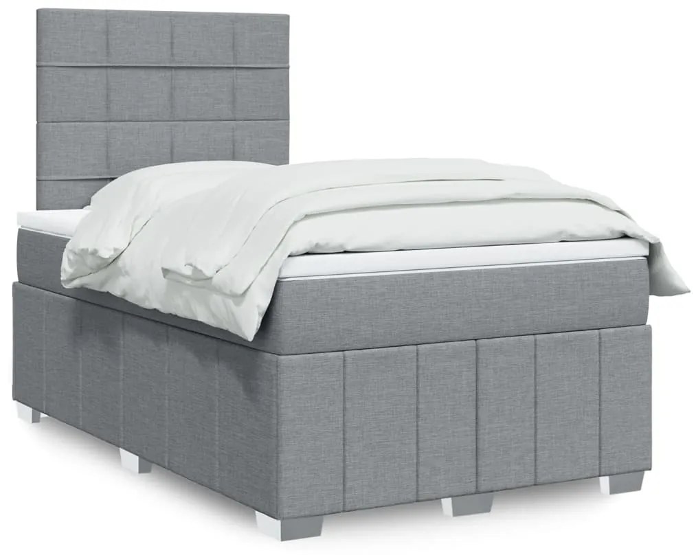 Cama boxspring com colchão 120x190 cm tecido cinzento-claro