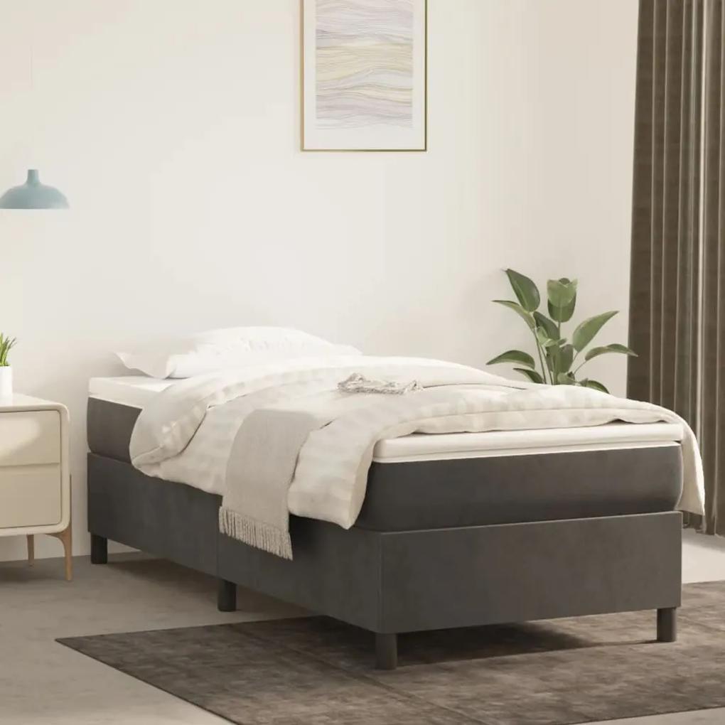 Estrutura de cama com molas 100x200 cm veludo cinzento-escuro