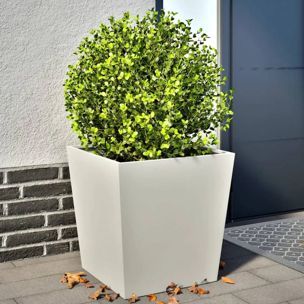 vidaXL Vaso/floreira de jardim 2 pcs 50x50x50 cm aço branco