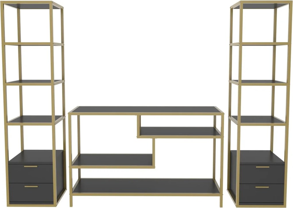 Unidade de TV Robbins – Dourado e Antracite – 198 cm x 39 cm x 160 cm