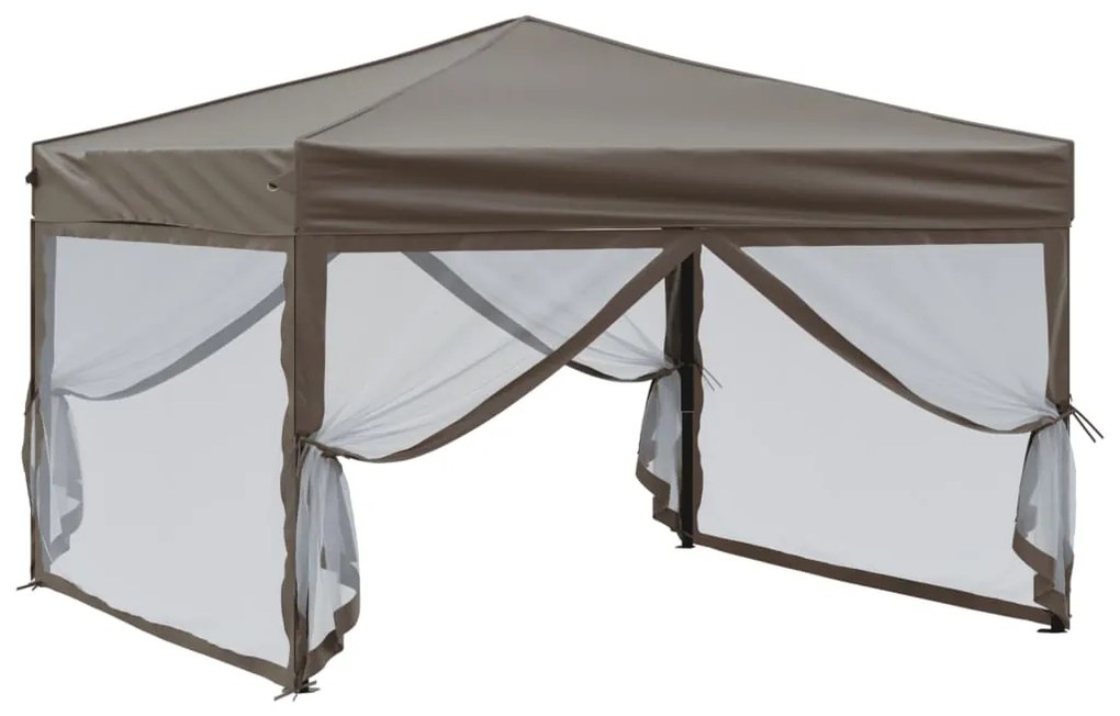 Tenda festas dobrável paredes laterais 3x3 m cinza-acastanhado