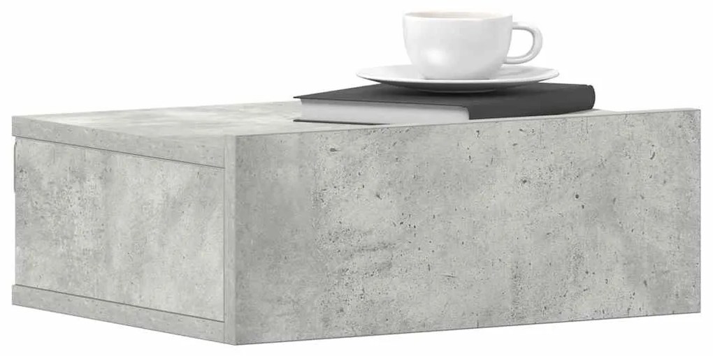 Mesa cabeceira suspensa 2pcs derivados madeira cinzento cimento