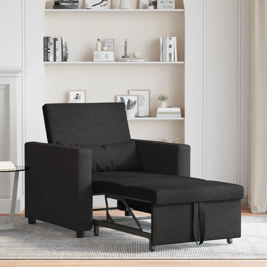 Sofá-Cama Convertible 3 em 1 Preto