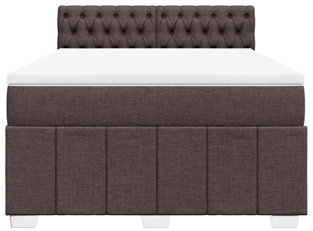 Cama com molas/colchão 160x200 cm tecido castanho-escuro