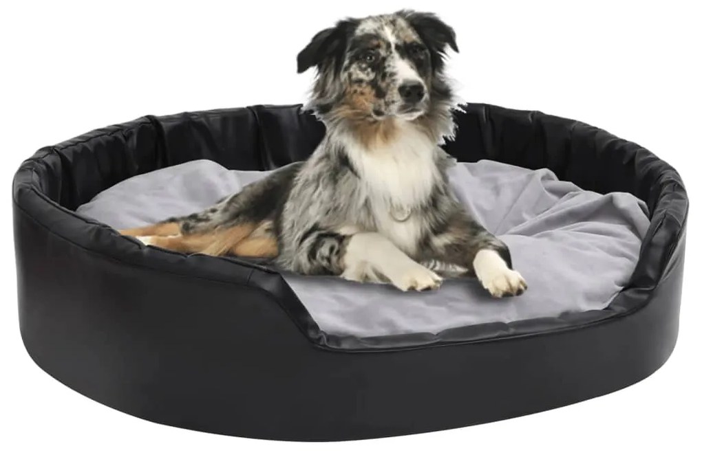 vidaXL Ninho p/ cães 99x89x21 cm pelúcia/couro artificial preto/cinza