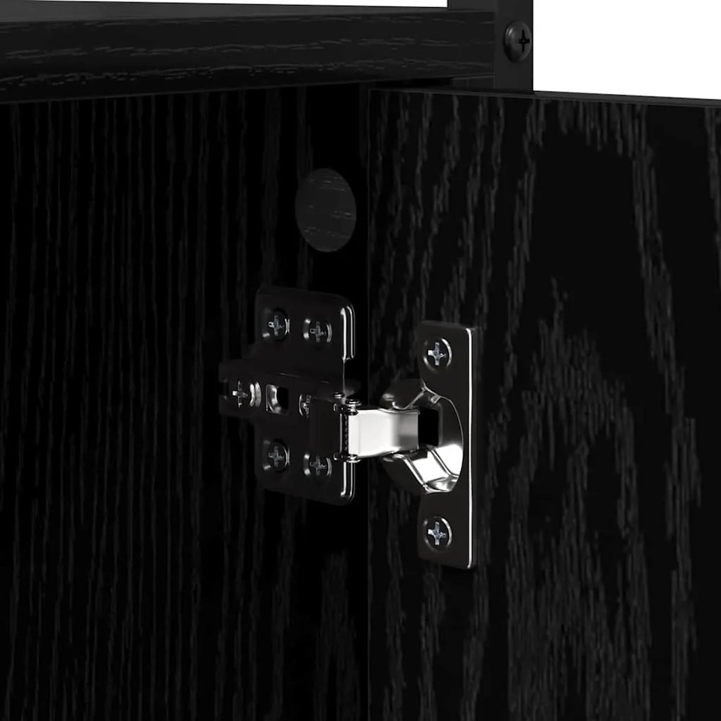 Armário para Máquina de Lavar Carvalho Preto 68x48.5x194 cm