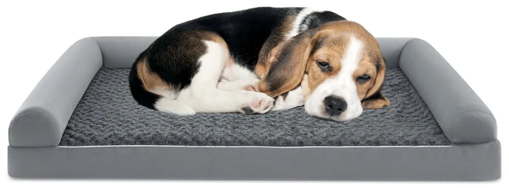 Cama ortopédica para cães grandes 122 x 89 x 18 cm com almofada para cães grandes e médios Cinza XL