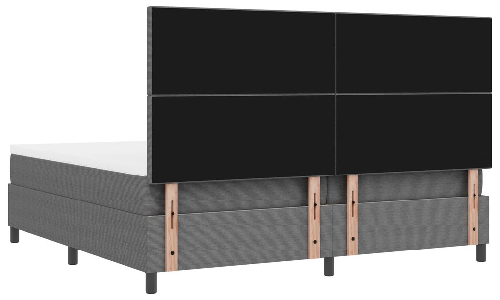 Cama Box Spring com Colchão Cinza Claro 200x200 cm Tecido de Corduroy