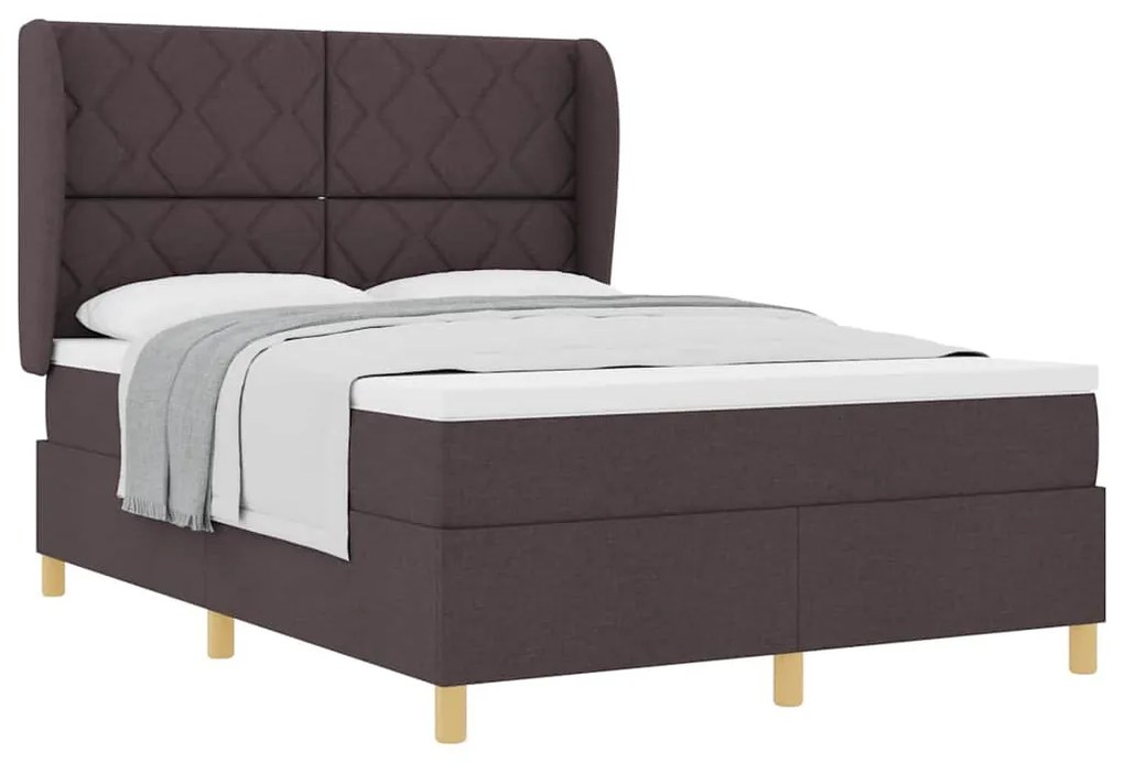 Cama Box com Colchão vidaXL Castanho 140x190 cm Tecido