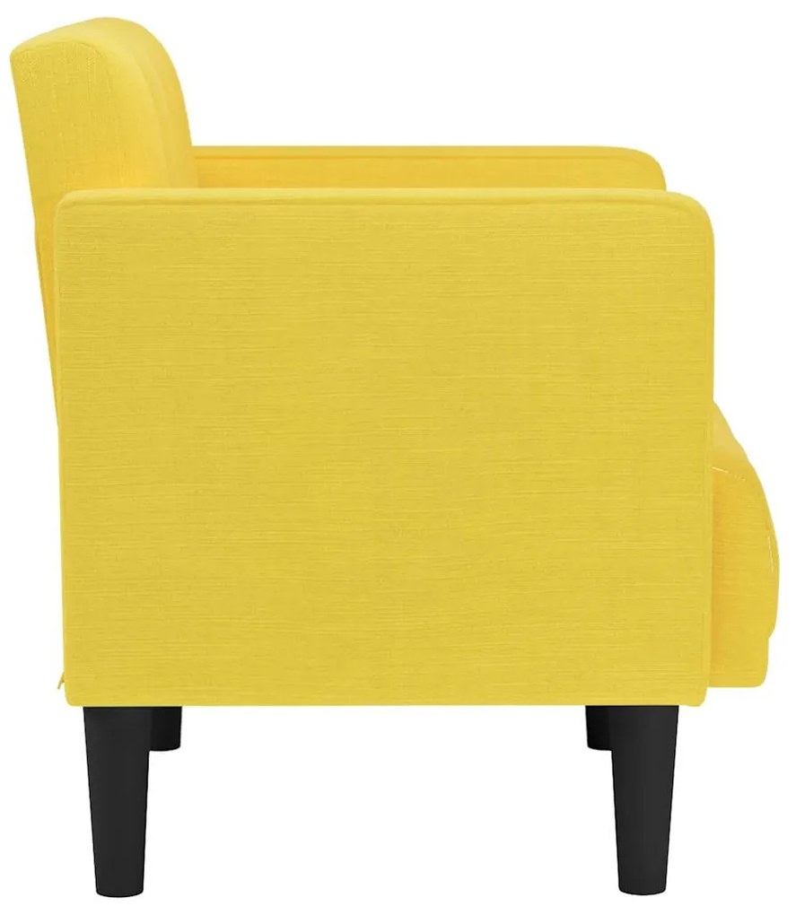 Poltrona com apoio de braços 53 cm tecido amarelo-claro