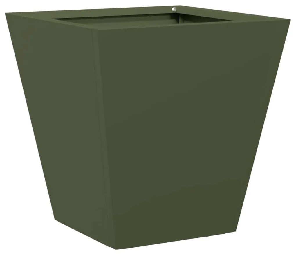 Vaso/floreira de jardim 2 pcs 30x30x30 cm aço verde azeitona