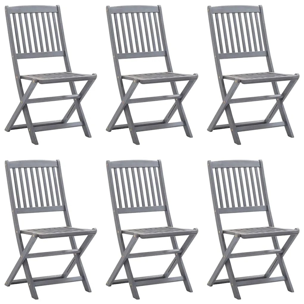 Cadeiras exterior dobráveis c/ almofadões 6 pcs acácia maciça