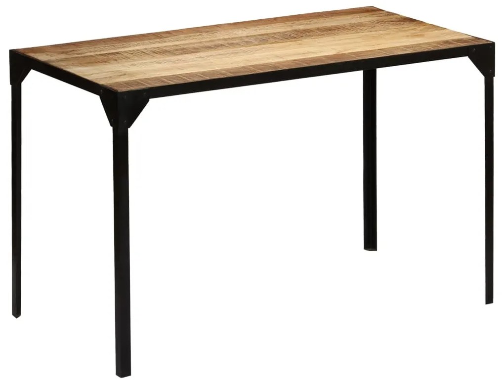 Mesa jantar madeira de mangueira maciça áspera + aço 120 cm