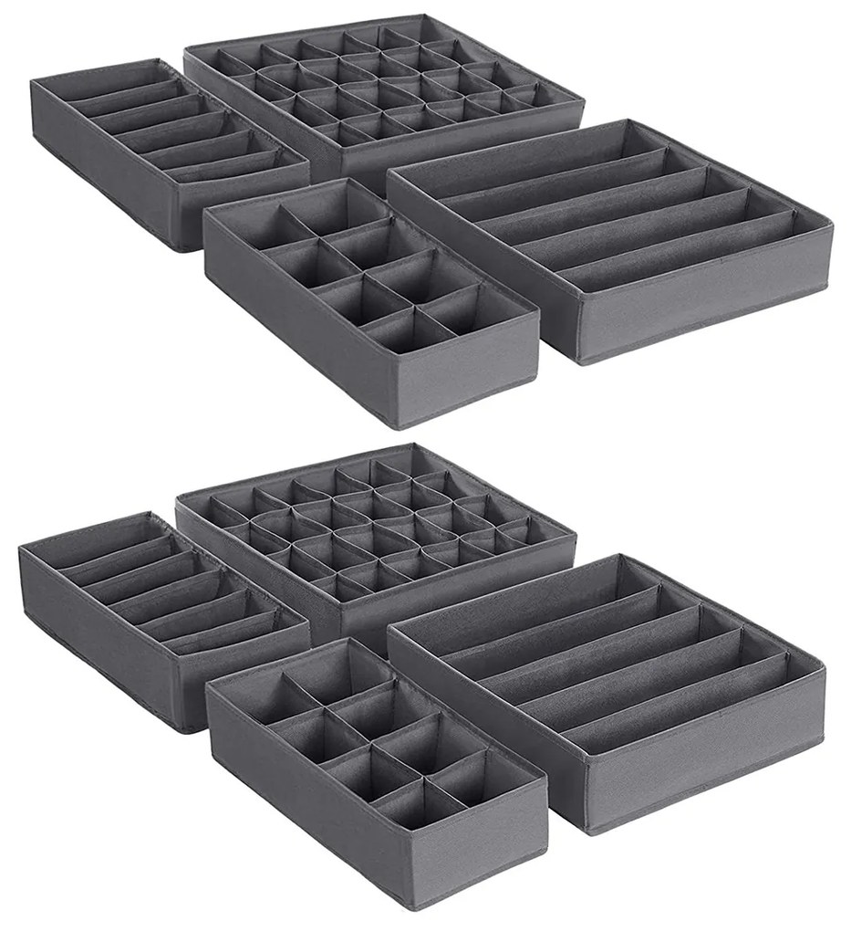 Organizadores de gaveta para roupa íntima, 8 peças | SONGMICS | 32 x 32 x 10 cm | cinzento | RUS08GY.