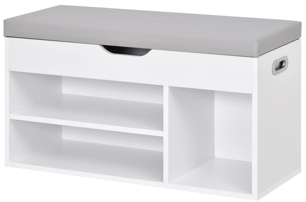 HOMCOM Sapateira com Assento Acolchoado Carga máxima de 120kg MDF 80x30x43cm Branco