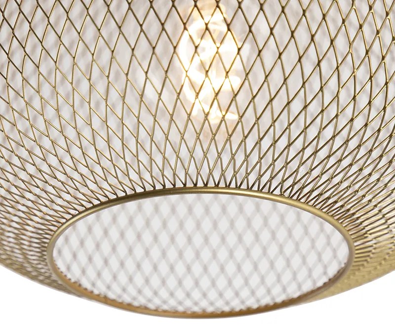 Candeeiro de teto moderno preto com dourado - Bliss Mesh Moderno
