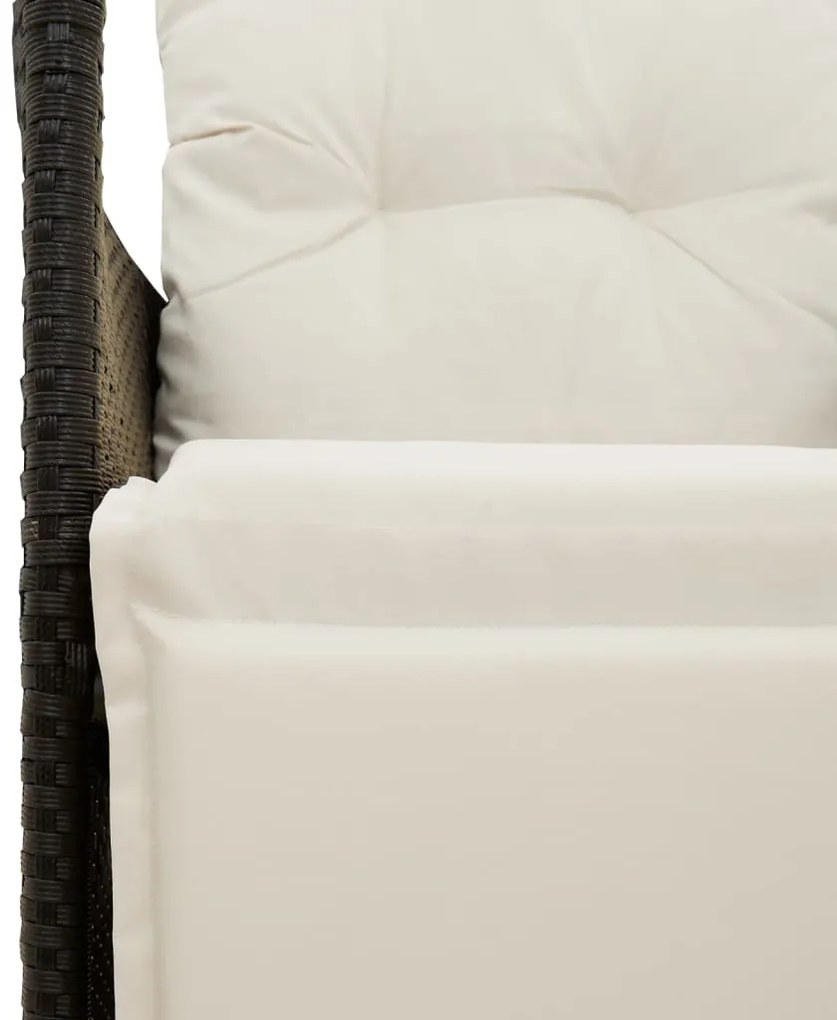 3 pcs conjunto de bistrô com almofadões vime PE preto