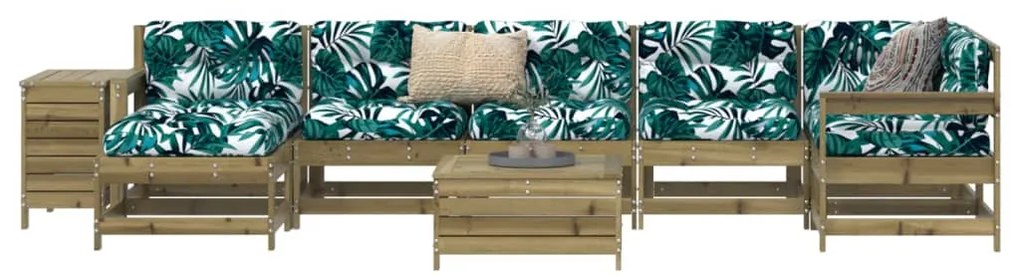 9 pcs conjunto sofás jardim madeira de pinho impregnada